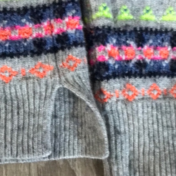 J Crew crop crew neck, wool sweater in neon Fair isle neon colors sz XS - Picture 2 of 6
